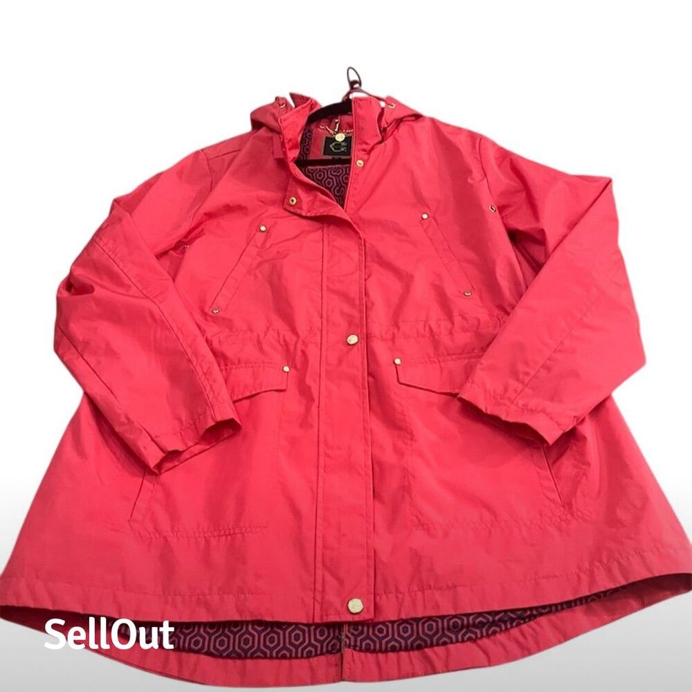 C Wonder Women's Hooded Rain Jacket Pink‎ Size M Mid-Length Casual